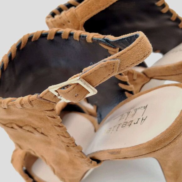 Artelier Nicole Miller Percy 7.5 M High Heel With Brown Suede Laced Accents - Picture 11 of 16